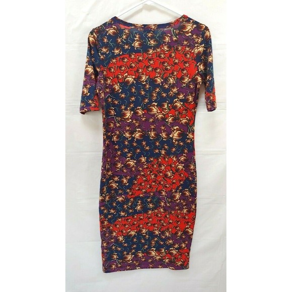 Lularoe Dress XS Colorful Bodycon Knee Length 3/4 Sleeves Stretch - Picture 3 of 5